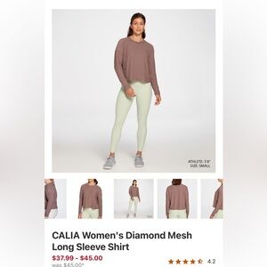 CALIA Women's Luxe Mauve Diamond Mwsh Long Sleeve Shirt, size Large